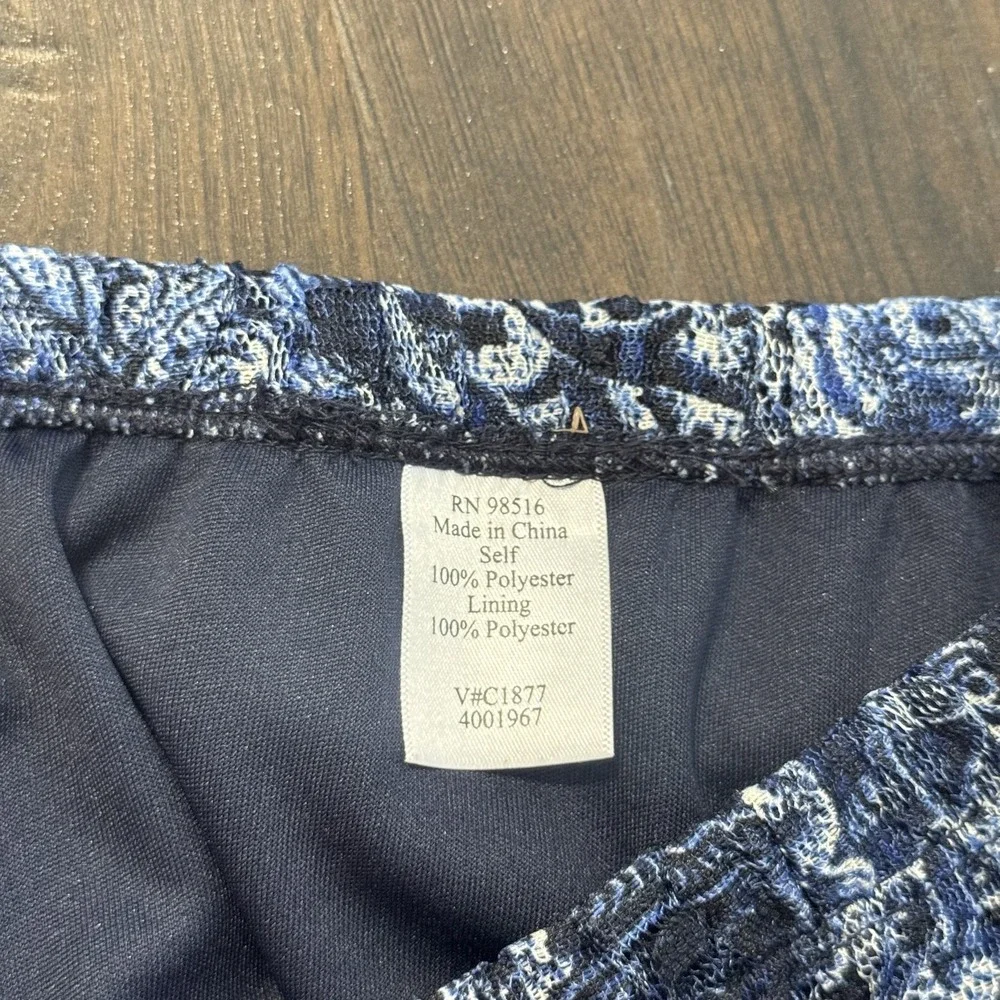 Coldwater Creek Skirt Womens 1X Blue Navy Floral Lace Pull On Lined Flowy Boho